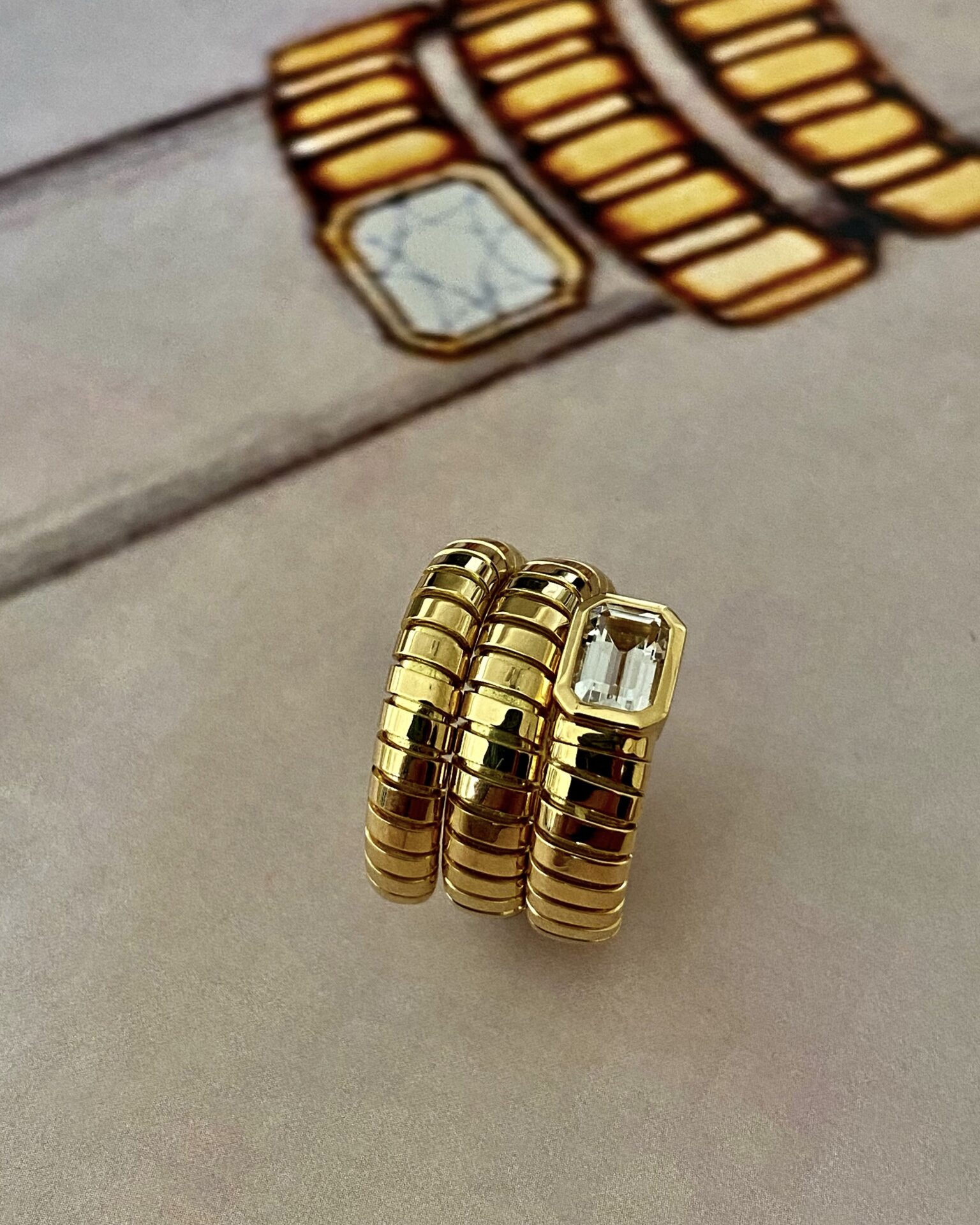 TADASHI* VINTAGE x ILLARIO 　tubogas square ring Special order